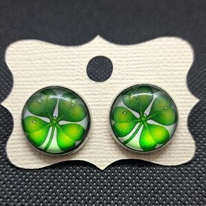 Handmade Shamrock Stud Earrings | 18mm | Surgical Stainless Steel-luck and charm